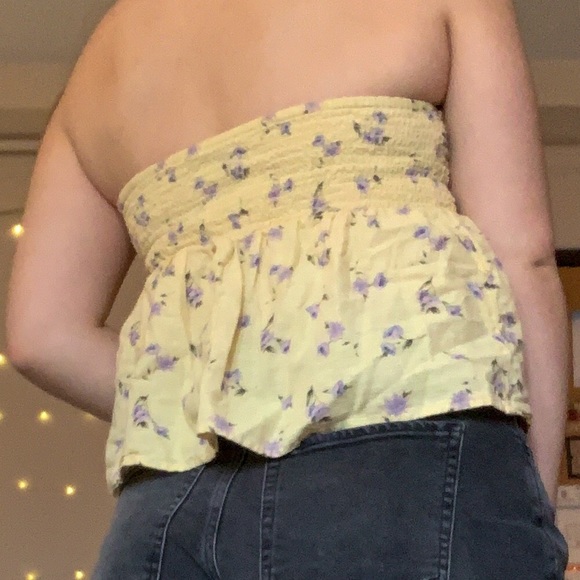 Yellow American Eagle Tube Top Crop Top - Picture 3 of 4